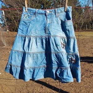 Girls Arizona Jean Co. Beaded Denim Skirt